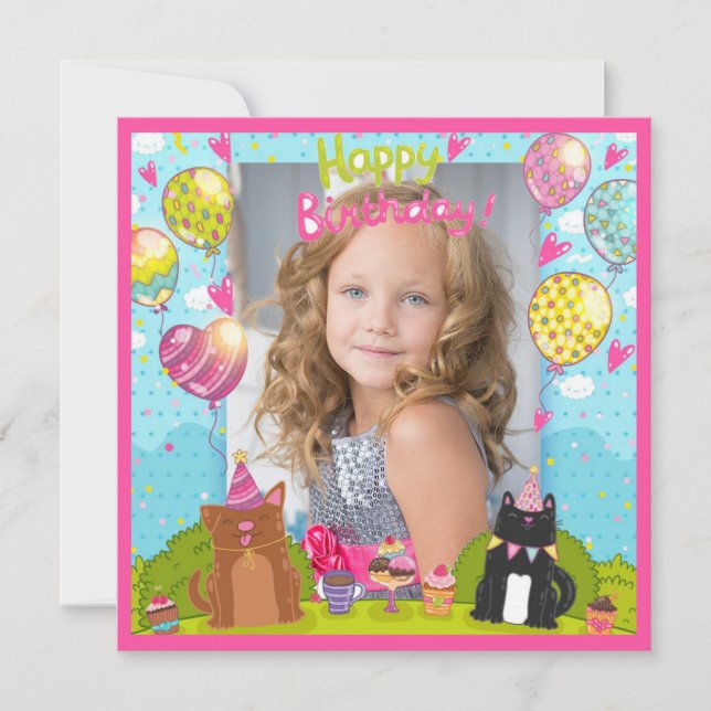 Foto Happy Birthday für Young Girl Square Karte (Vorderseite)