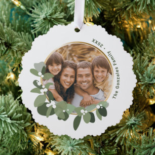 Foto Happy Holidays Eukalyptus-Kranz Ornament Karte
