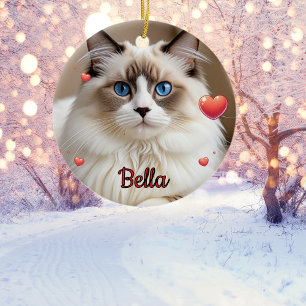 Foto Haustier Katze Herzen Personalisieren Keramik Ornament