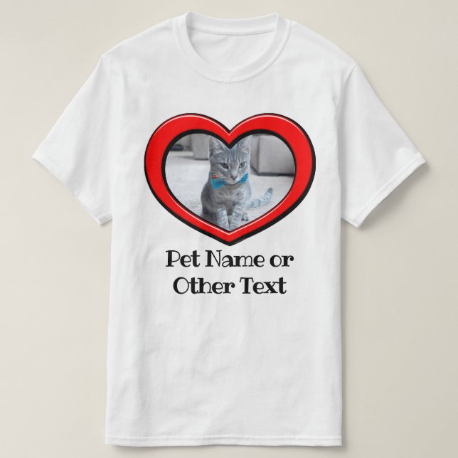 Foto Haustier Personalisierte Herzrahmen Liebe Hun T-Shirt (Design vorne)
