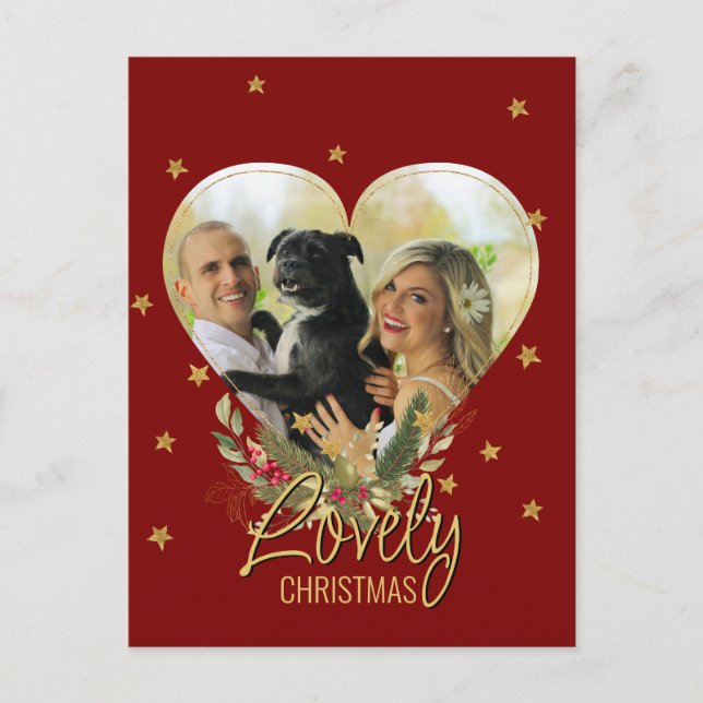 Foto Heart Gold Glitzer Star Schöne Weihnachten (Vorderseite)