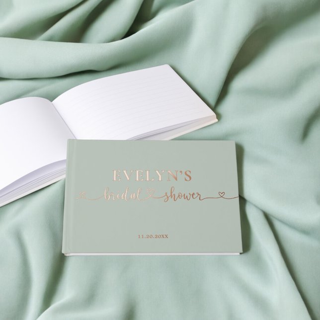 Foto Heart Script Brautparty Sage Green Gästebuch (Von Creator hochgeladen)