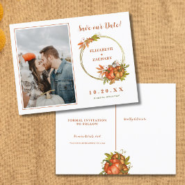 Foto Herbstkürme fallen Save the Date Ankündigungspostkarte