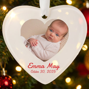 Foto Herz Baby erstes Weihnachten personalisieren Ornament