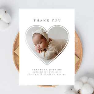 Foto Herz Elegante Minimalistische Babyparty Dankeskarte
