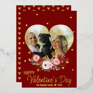 Foto Herz Gold Glitter Herz Valentinstag Rot Folien Feiertagskarte