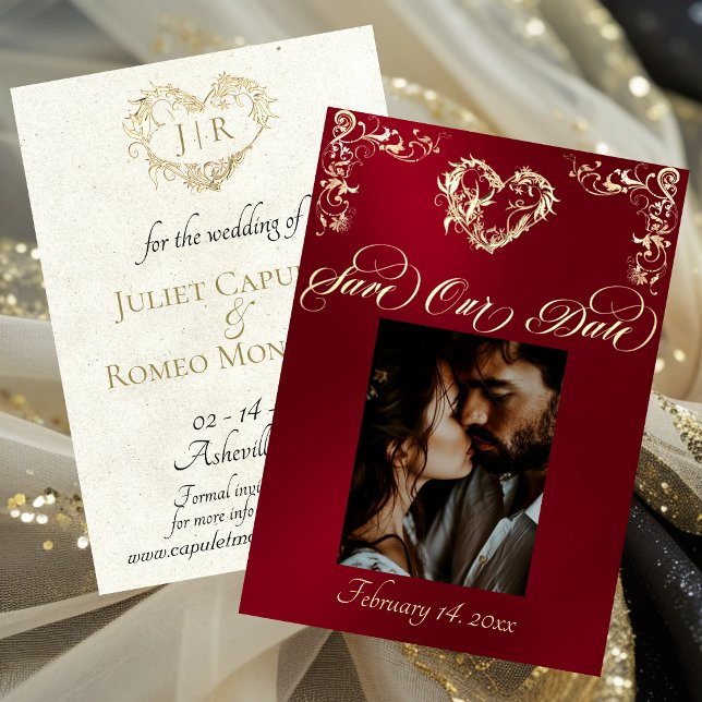 Foto & Herz Monogramm - Rot Save The Date (Von Creator hochgeladen)