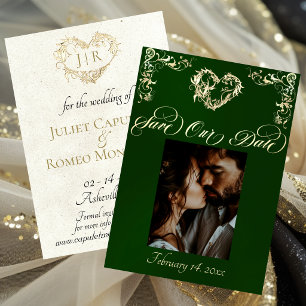 Foto & Herz-Monogramm - Smaragd Save The Date