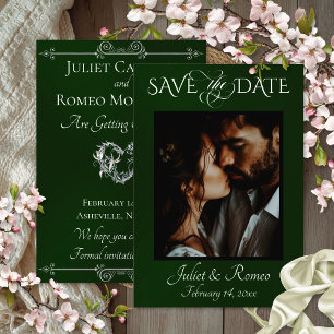 Foto & Herz Save-the-Date auf Smaragdgrün Save The Date
