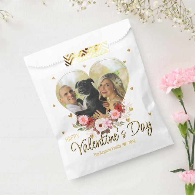 Foto Herz Valentinstag Gold Glitzer Herz Geschenktütchen (Versiegelt)