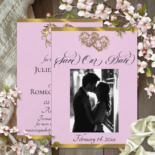 Foto, Herzen & Band - Pink Pearl/Gold Save The Date
