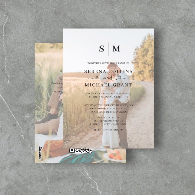 Foto Herzkalligraphie QR Code Hochzeit Postkarte (Von Creator hochgeladen)