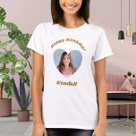 Foto Herzname Geburtstag T-Shirt<br><div class="desc">Personalisieren und fügen Sie einen Namen und ein Foto in den herzförmigen Rahmen ein.</div>