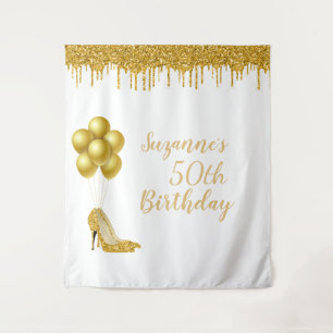 Foto Hintergrund 50. Geburtstagsparty Gold Glitzer Wandteppich