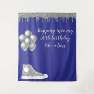 Foto Hintergrund 50. Geburtstagsparty Silver Glitz Wandteppich