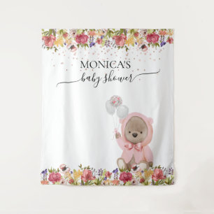 Foto Hintergrund Kinderdusche Rosa Teddybär Wandteppich