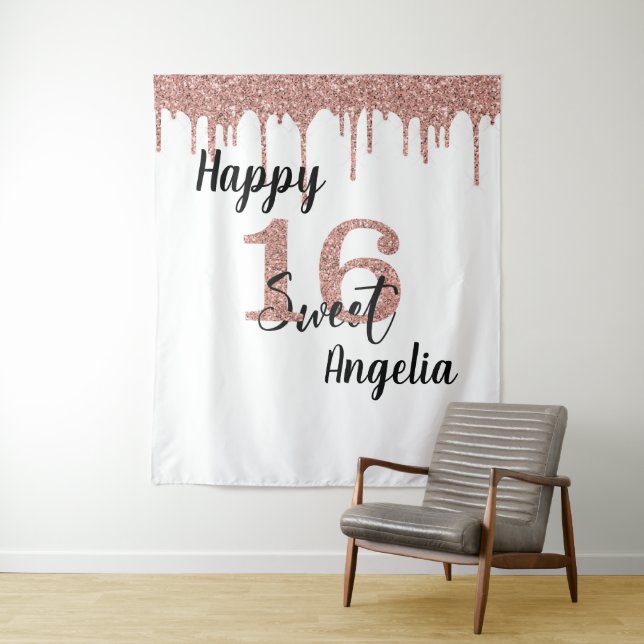 Foto Hintergrund Stand Sweet 16 16 Rose Gold Wandteppich (Beispiel)