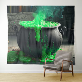 Foto-Hintergrund von Cauldron Cubbling Hexe Wandteppich