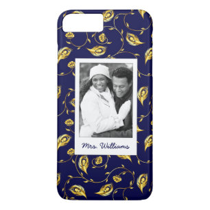 Foto hinzufügen Dark Blue Peacock Pattern iPhone 8 Plus/7 Plus Hülle