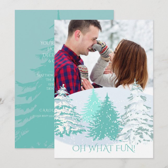 FOTO HINZUFÜGEN - FARBweihnachtsbäume verändern Einladung (Vorne/Hinten)