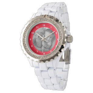 Foto hinzufügen für Mama oder Oma Red Kristall Armbanduhr