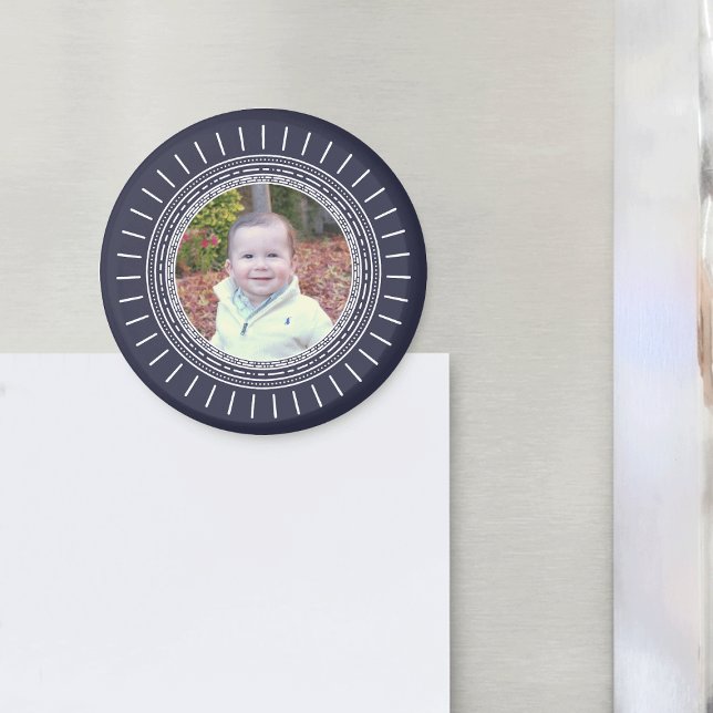 Foto hinzufügen | Modern Navy Blue & White Magnet (Von Creator hochgeladen)