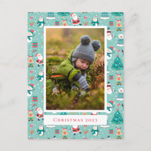 Foto hinzufügen Niedliches Weihnachtsmuster Postkarte
