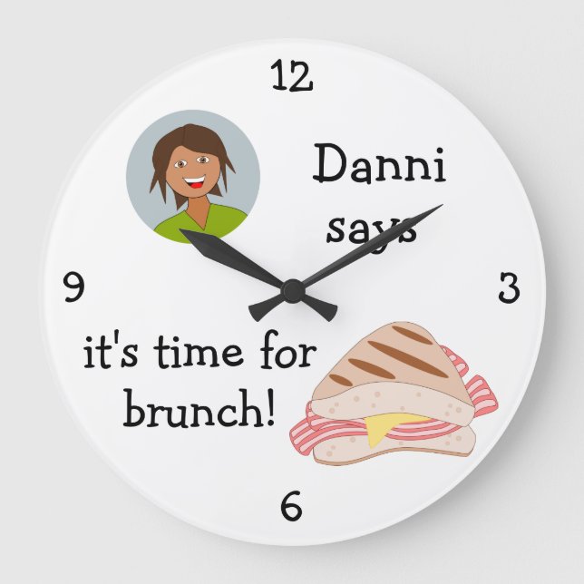 Foto hinzufügen: "Zeit für den Brunch" Große Wanduhr (Vorderseite)