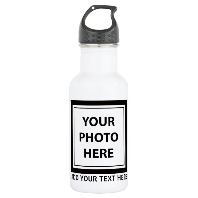 Foto hochladen und Text hinzufügen - Anpassen Edelstahlflasche (Vorderseite)