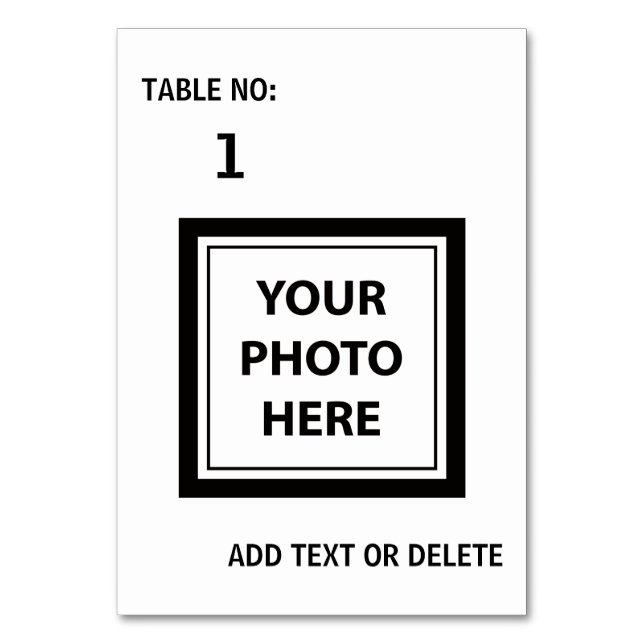 Foto hochladen und Text hinzufügen - Einfach Tischnummer (Vorderseite)