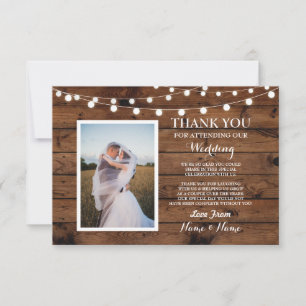 Foto-Hochzeit danken Ihnen, Verlobungs-Holz-Licht Dankeskarte