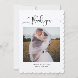 Foto-Hochzeit Dankeskarten mit gewelltem Rand