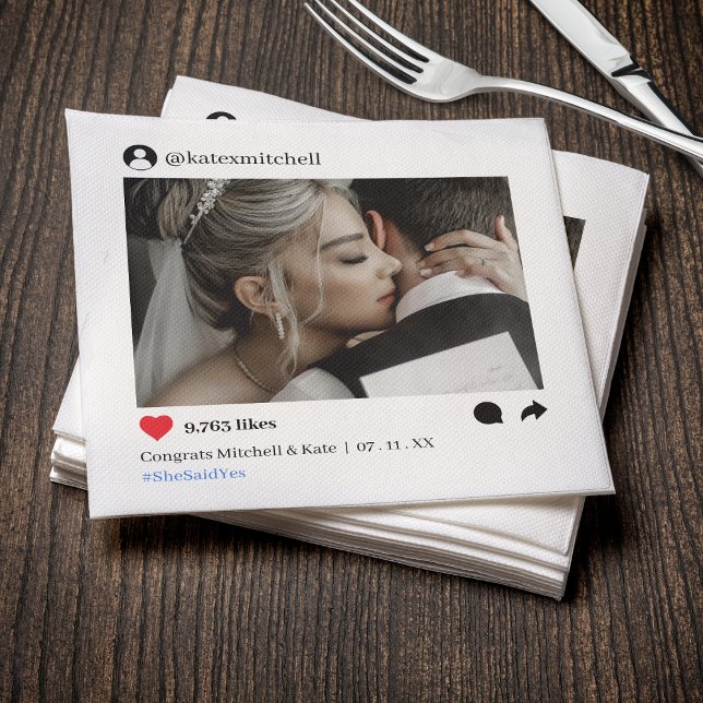 Foto-Hochzeit der Social Media Post Serviette (Social Media Post Photo Wedding Napkins
)