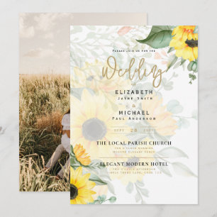 Foto Hochzeit Einladung mit Sonnenblumen