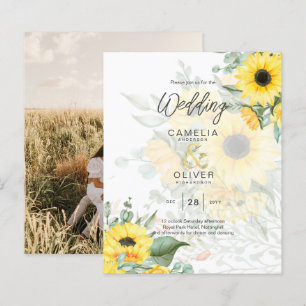 Foto Hochzeit Einladung mit Sonnenblumen