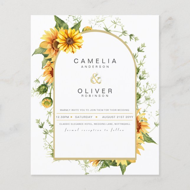 Foto Hochzeit Einladung mit Sonnenblumen Flyer (Vorne)