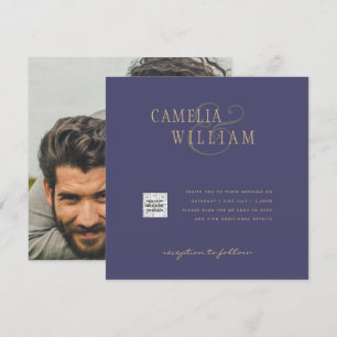 Foto Hochzeit Einladung QRCode UAWG Dark Lila