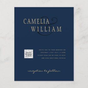 Foto Hochzeit Einladung QRCode UAWG Navy Blue Flyer