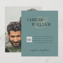 Foto Hochzeit Einladung QRCode UAWG Sage Green