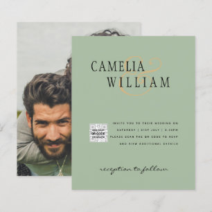 Foto Hochzeit Einladung QRCode UAWG Sage Green