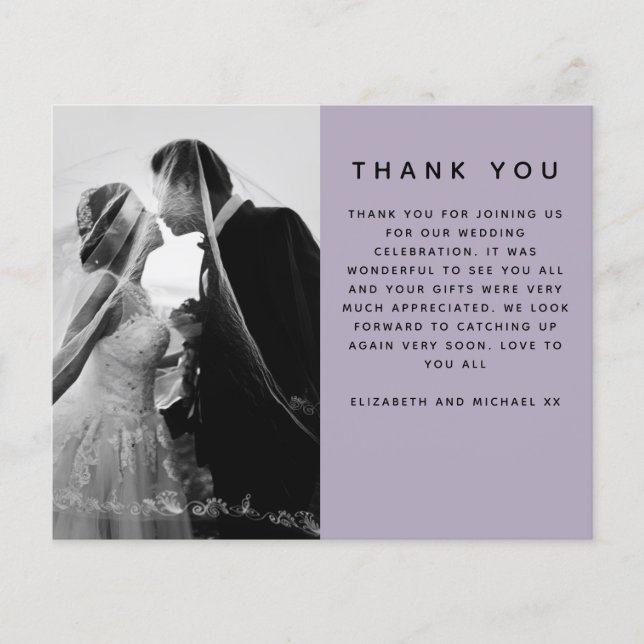 FOTO Hochzeit im HAUSHALT Vielen Dank Moderne Lila Flyer (Vorne)