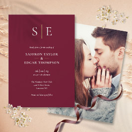 Foto-Hochzeit in Burgund und Gold Einladung