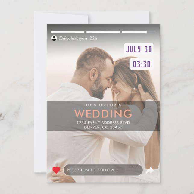 Foto-Hochzeit in der Social Media Story Einladung (Vorderseite)