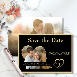Foto-Hochzeit in Form von Gold und Schwarz Save The Date