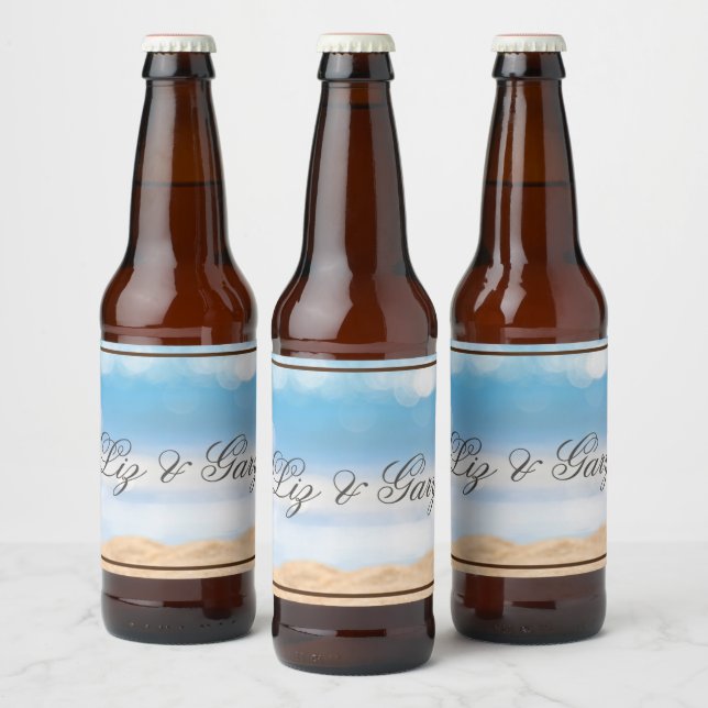 Foto-Hochzeit in Urlaubsort Bierflaschenetikett (Flaschen)