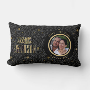 FOTO Hochzeit Jahrestag JEDES Black Gold Verziert Lendenkissen