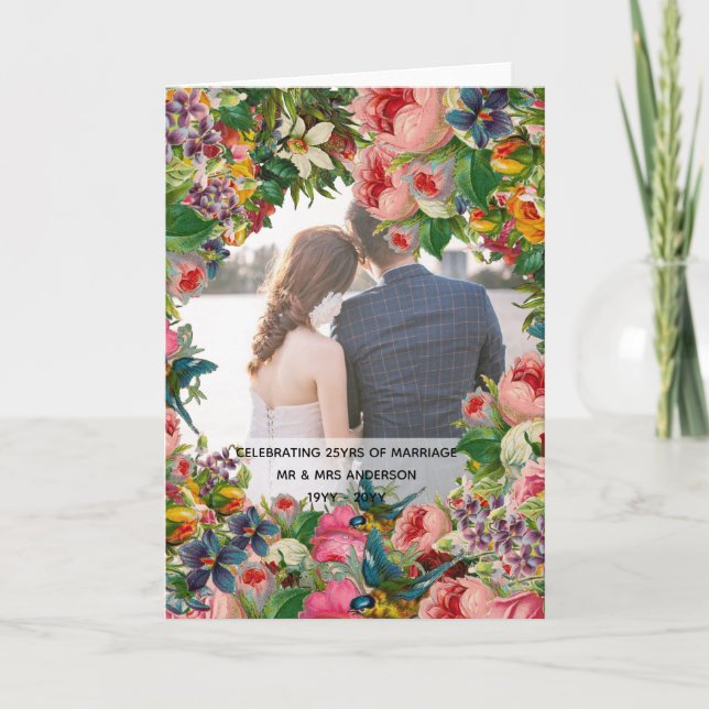 FOTO Hochzeit Jahrestag - Vintage ROSE Florenz Karte (Vorderseite)