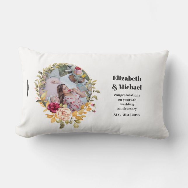 Foto Hochzeit Jubiläum Geschenk jede Meilenstein F Lendenkissen (Vorderseite)