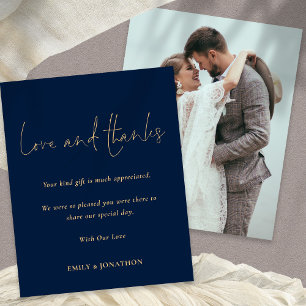 Foto Hochzeit Liebe dank Script Navy Gold