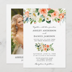 Foto Hochzeit mit floralen Korallenbäumen Einladung